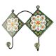 Forest Green With White Floral Ceramic Tile Hook Online